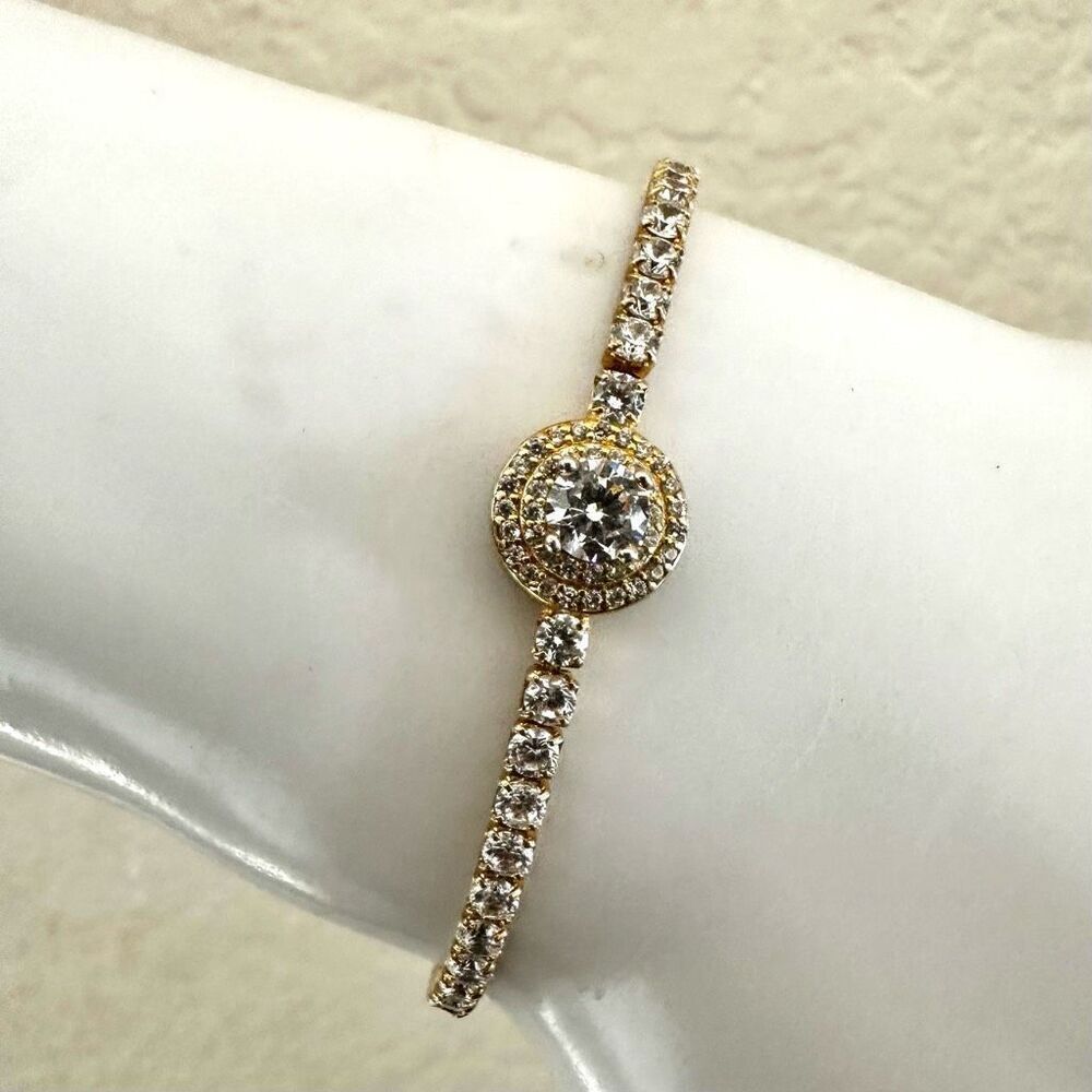 Gold tone rhinestone adjustable bracelet